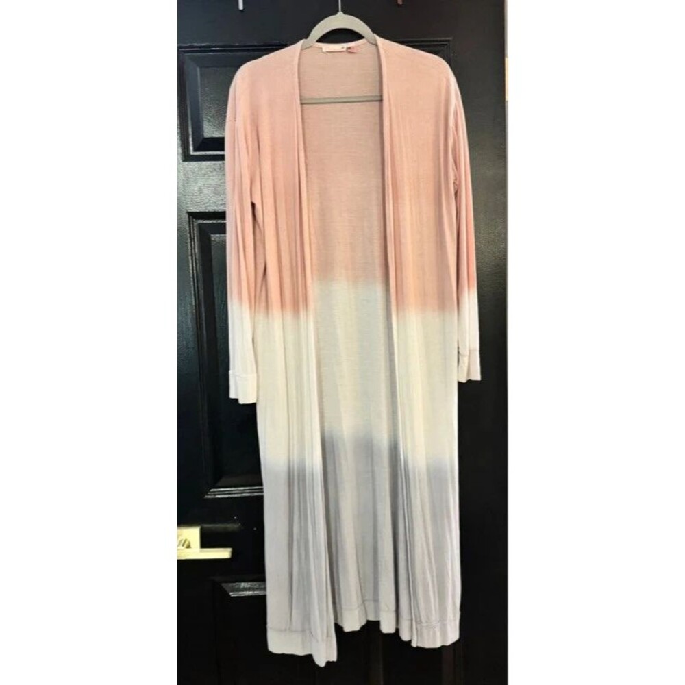 Soft comfy pink white lavender duster cardigan - Maronie. Medium